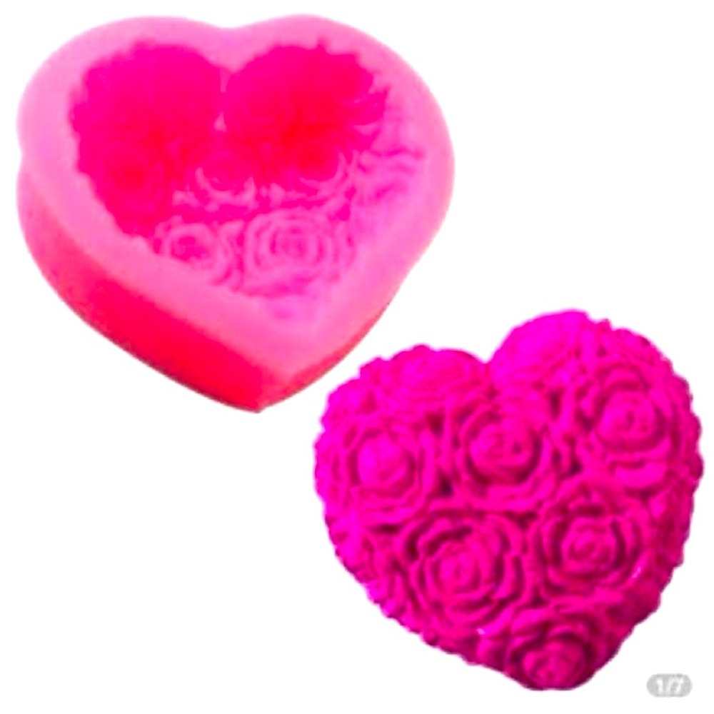 Silicone 3-D heart shaped bouquet of roses.